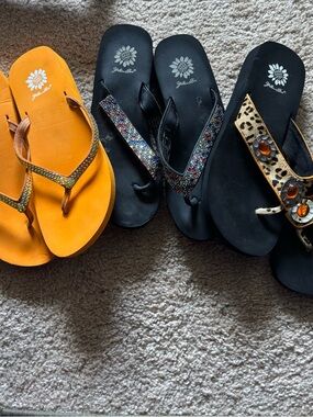 Yellow Box Orange and Black Embellished Women's Sandals (3 pair) PRICE FIRM